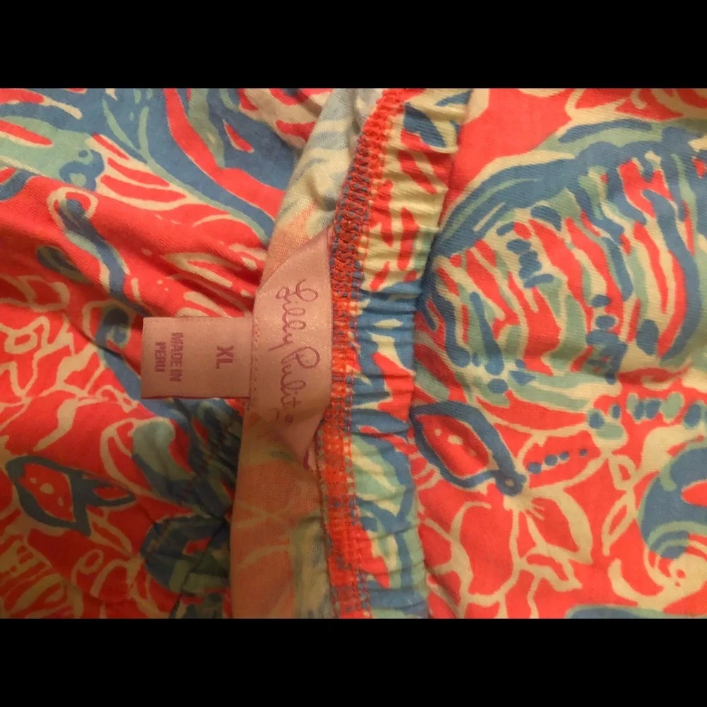 Lilly Pulitzer Coral and Aqua Strapless Printed Maxi Dress - Picture 6 of 6